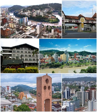 Vista de Blumenau com o Rio Itajaí ao fundo